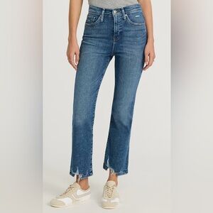 Express Medium Wash Cropped Flare High Rise Hyper Stretch Denim Jeans Size 8